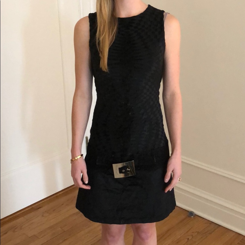 Custo Barcelona Black Velvet Buckle Dress